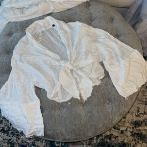 white FREE PEOPLE tie top
